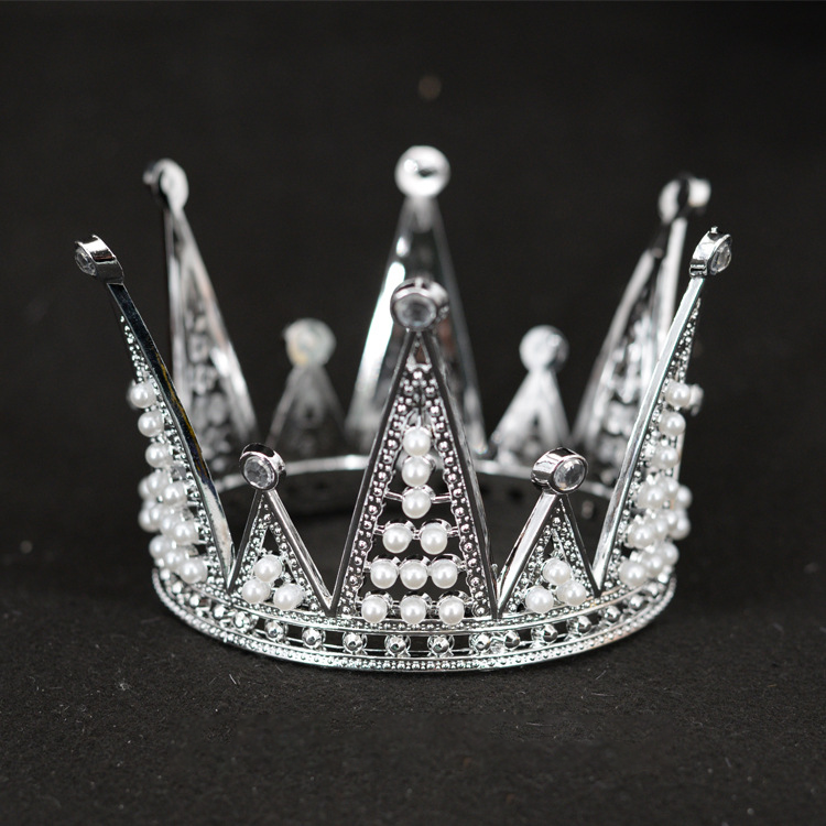 Princess Rhinestone Crown - Round Heart Design, Dual Use for Kids' Birthday Cake Decoration & Stage Performance Accessories