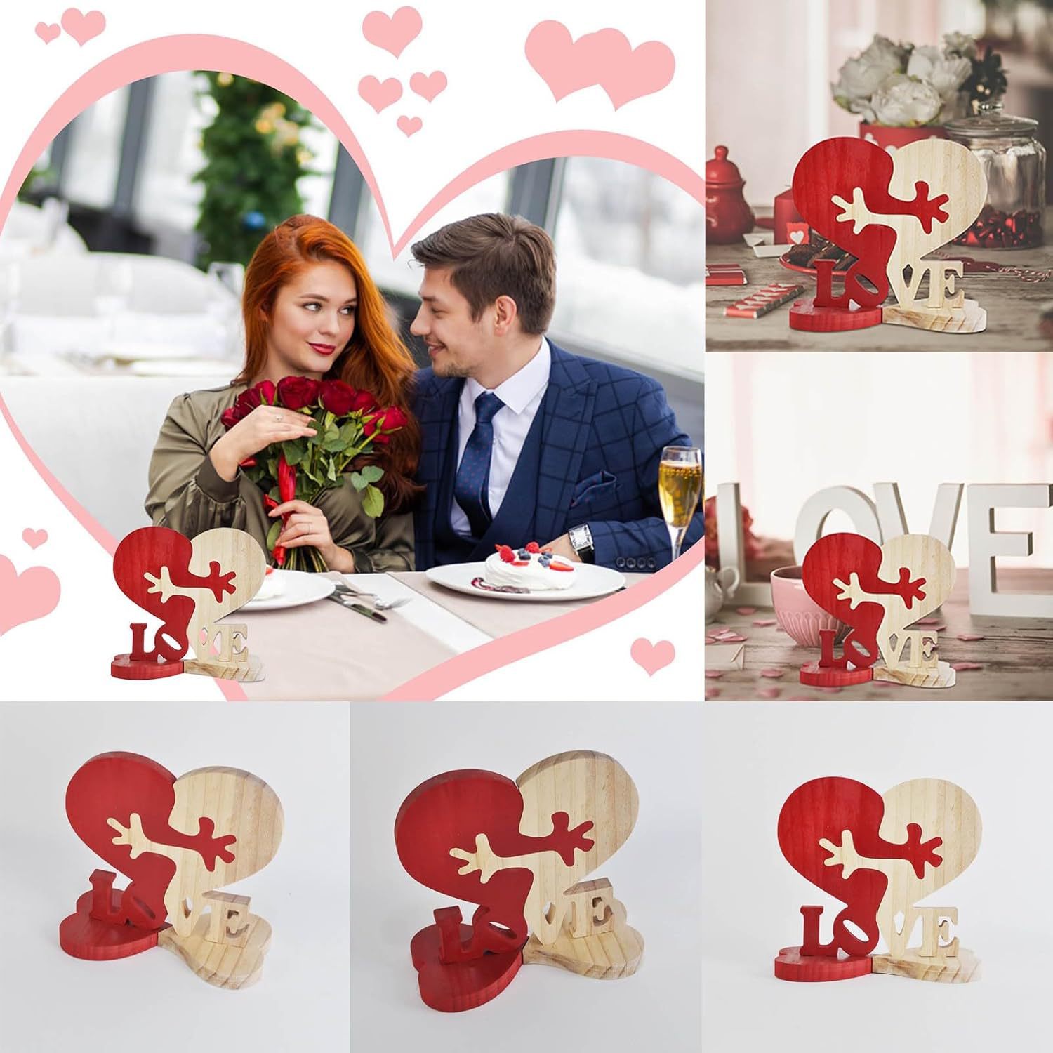 Interactive Love Token Set | Separable Wooden Heart Sculpture for Couples, Symbolic Connection Gift for Valentine’s Day, Meaningful Home Accent with Relationship Theme
