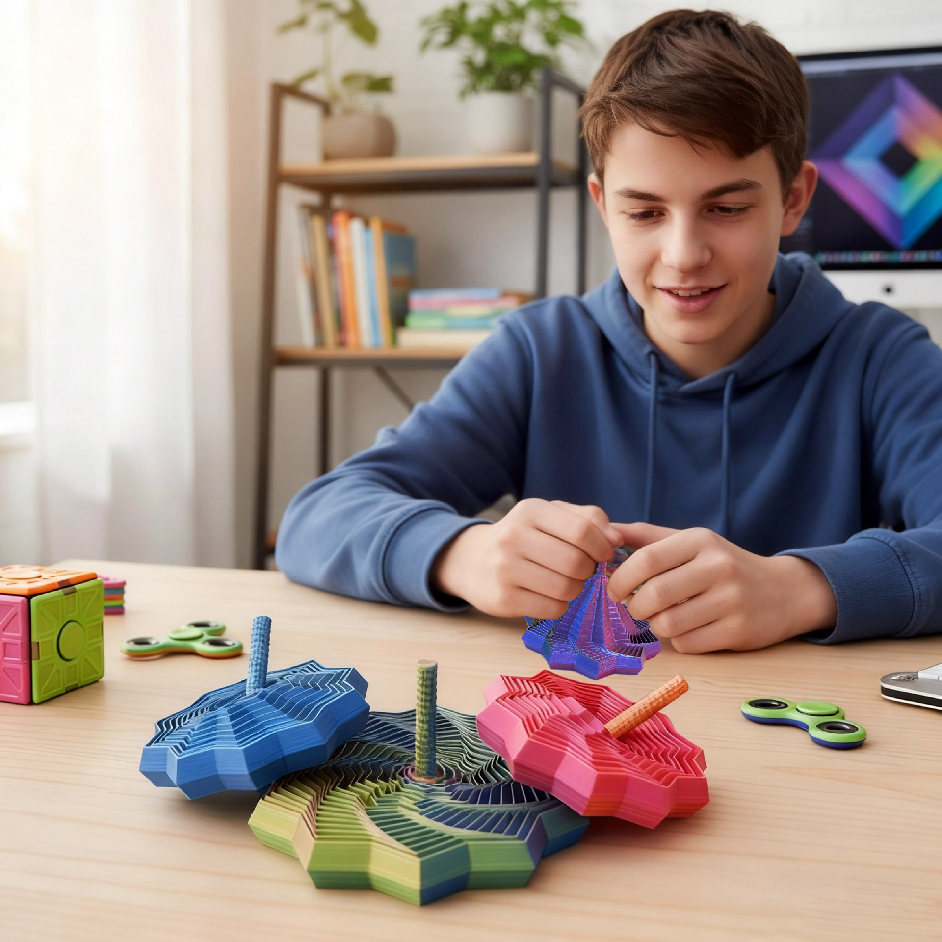 3D Printed Star Illusion Fidget Toy for Kids - Foldable, Educational Desktop Decoration