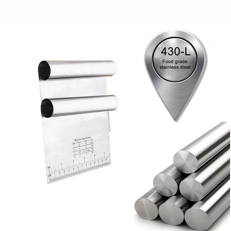 6-in-1 Stainless Steel Kitchen Multi-Tool: Heavy Duty Scraper, Dough Cutter, Vegetable Chopper, Pizza Slicer with Built-in Scale | Ergonomic Non-Slip Grip for Easy Cleaning & Space Saving