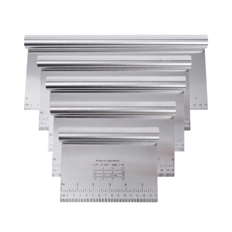 6-in-1 Stainless Steel Kitchen Multi-Tool: Heavy Duty Scraper, Dough Cutter, Vegetable Chopper, Pizza Slicer with Built-in Scale | Ergonomic Non-Slip Grip for Easy Cleaning & Space Saving