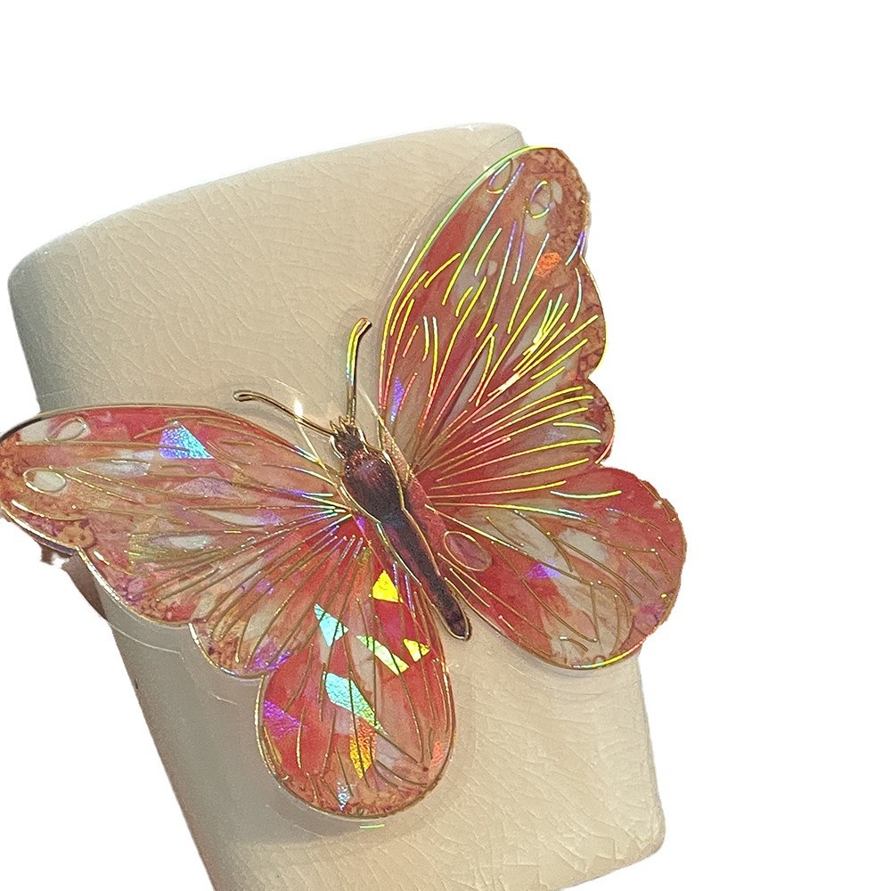 Rainbow Holographic Butterfly Stickers with Gold Foil: Iridescent Decor for Crafts & Journals