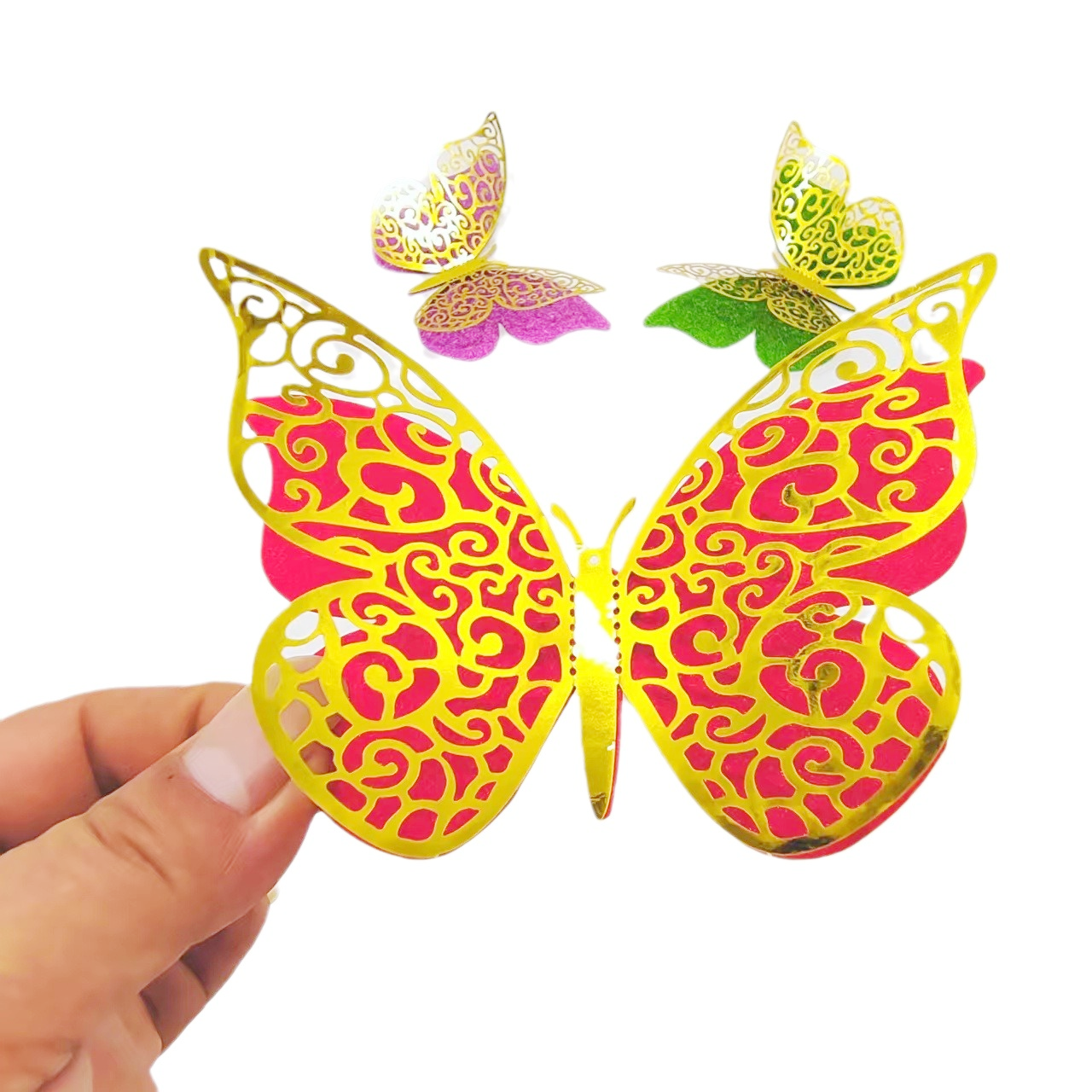 Glitter Gold Butterfly Decor: Sparkling Accents for Festive Walls & Cakes, 12-Piece Set