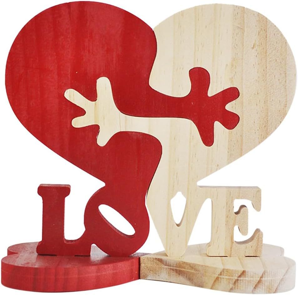 Interactive Love Token Set | Separable Wooden Heart Sculpture for Couples, Symbolic Connection Gift for Valentine’s Day, Meaningful Home Accent with Relationship Theme
