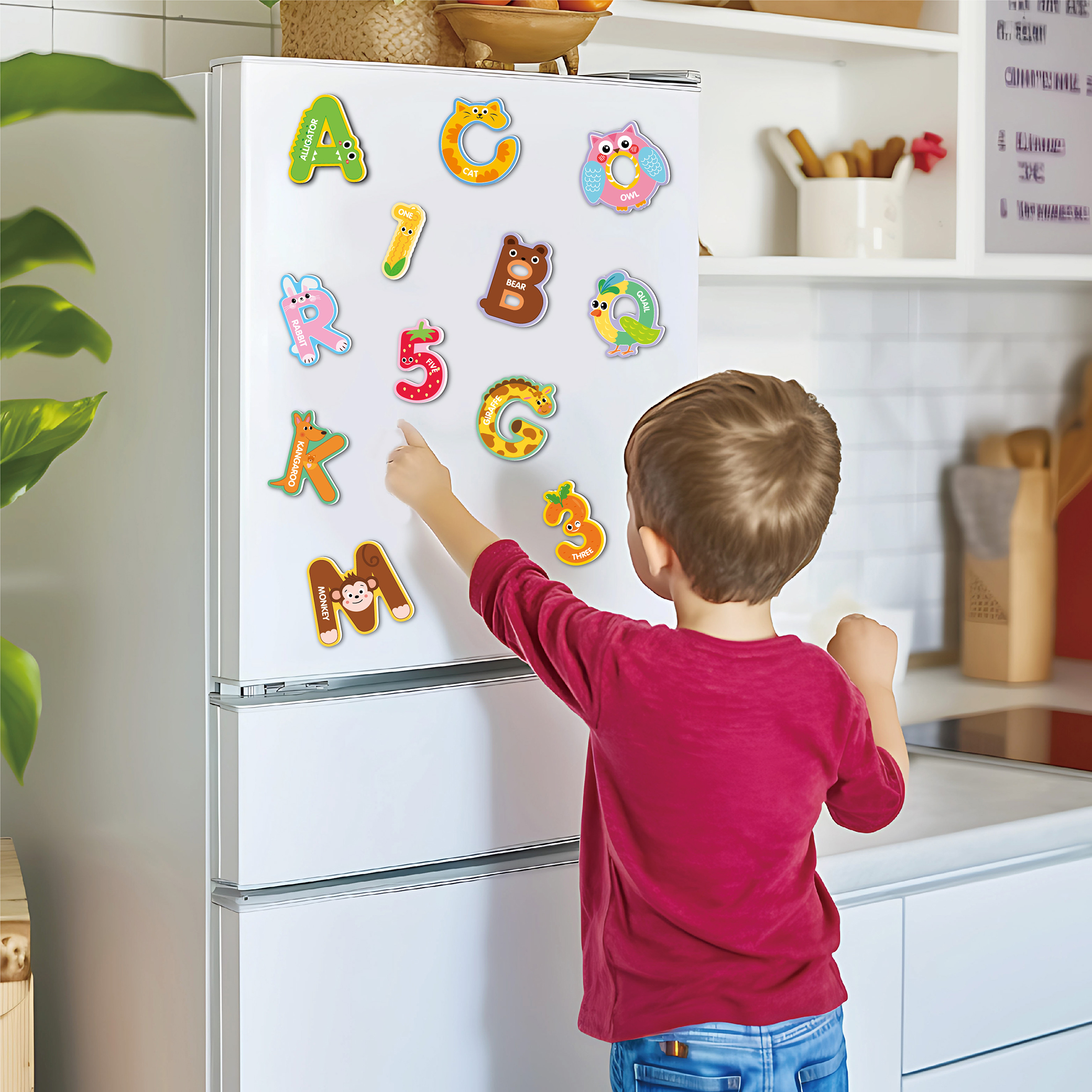 43-Piece Animal-Shaped Soft Magnetic Letter & Number Fridge Magnets - Kids Educational Early Learning Toy