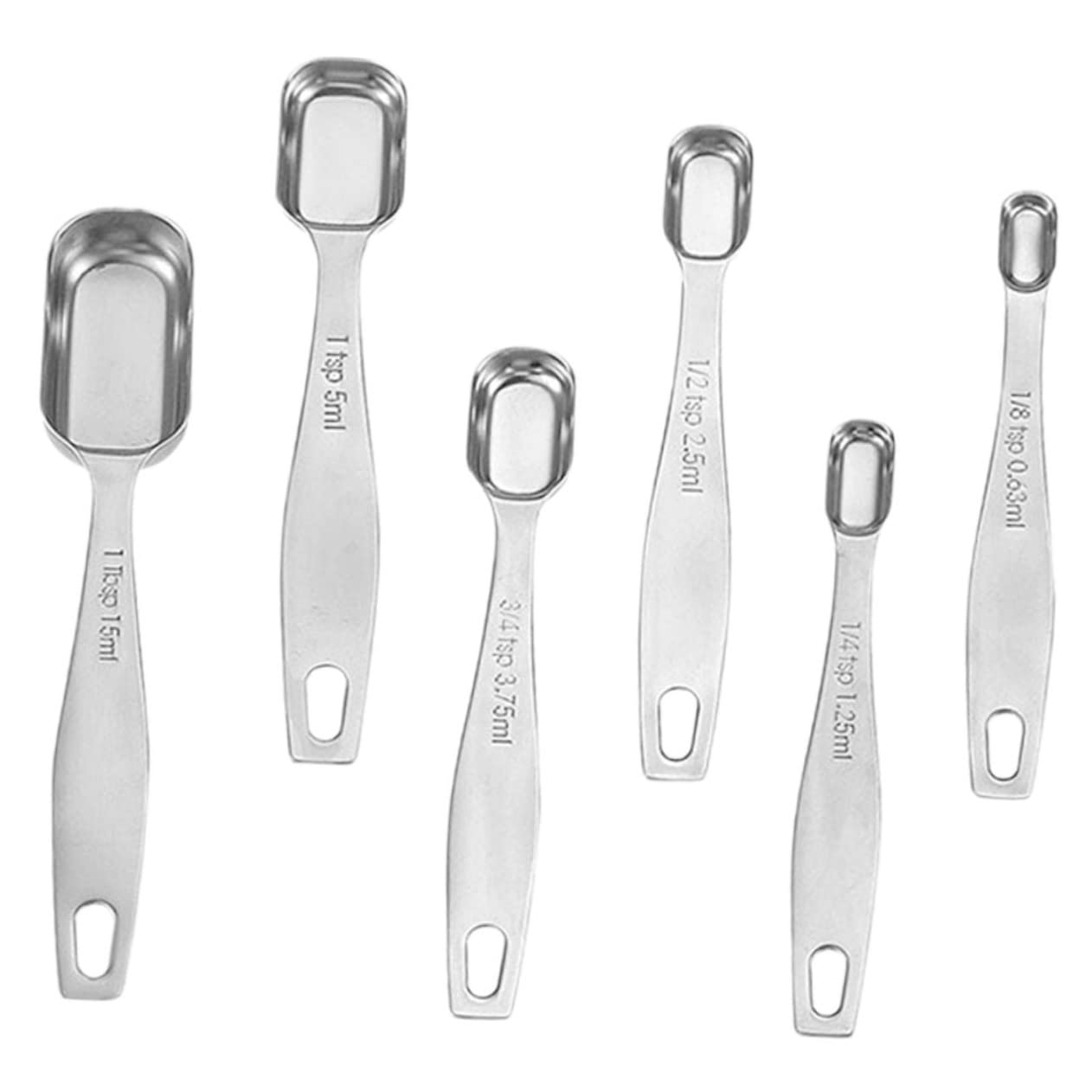 6pcs Stainless Steel Measuring Spoon for Kitchen Seasoning Spoons Ergonomic Handle Compact Design for Easy Storage for Baking and Cooking