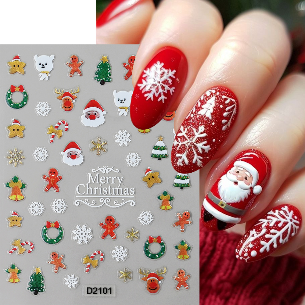 Festive Nail Sticker Set | Thin Reindeer & Snowflake Designs with Waterproof Backing, Christmas Theme Nail Art Decoration Kit