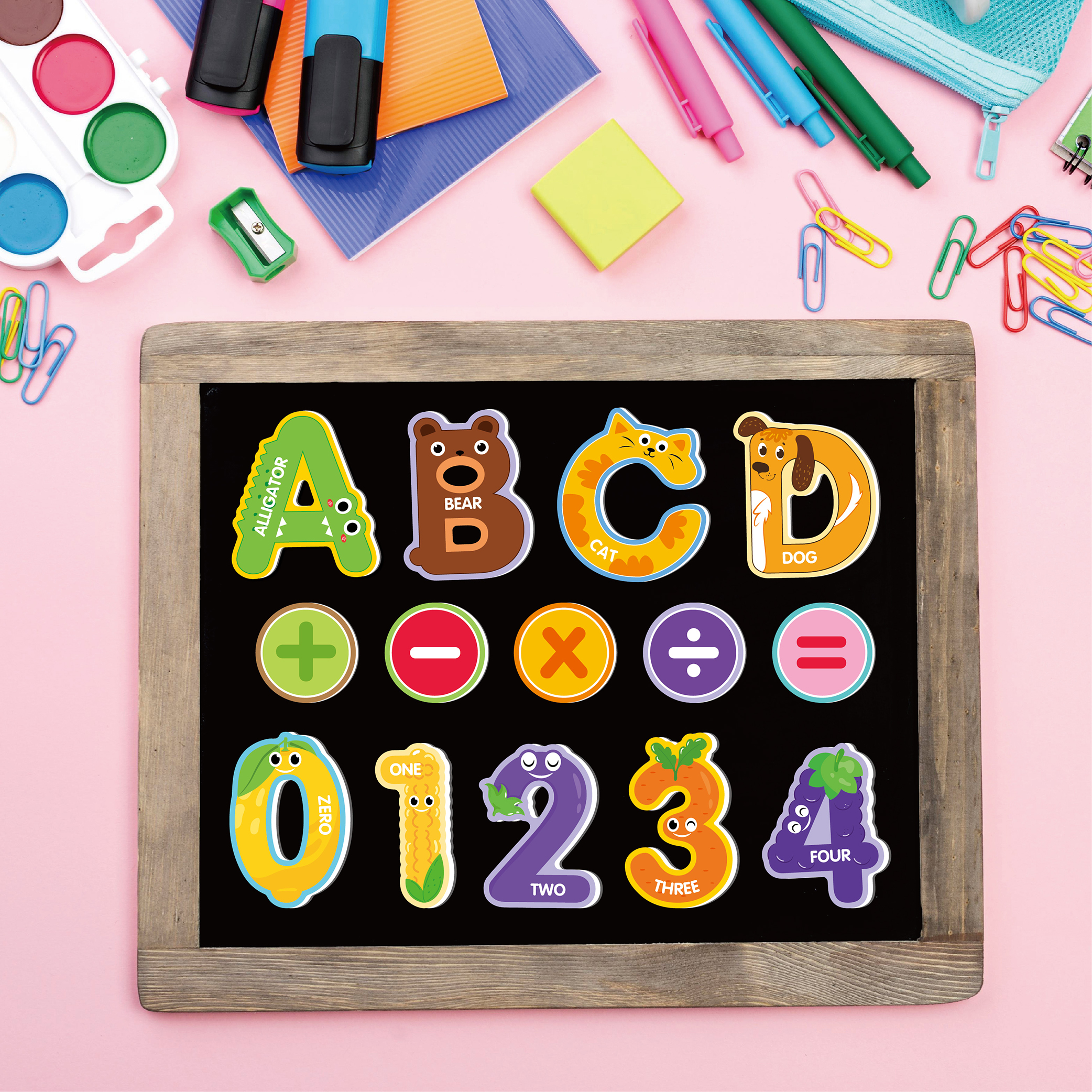 43-Piece Animal-Shaped Soft Magnetic Letter & Number Fridge Magnets - Kids Educational Early Learning Toy