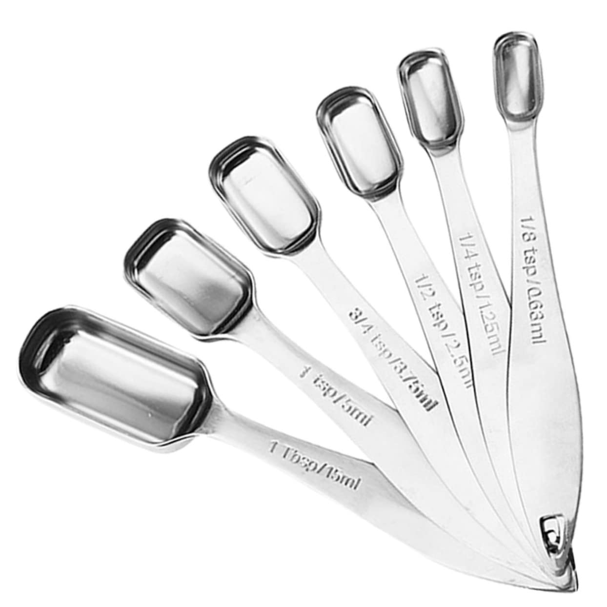6pcs Stainless Steel Measuring Spoon for Kitchen Seasoning Spoons Ergonomic Handle Compact Design for Easy Storage for Baking and Cooking