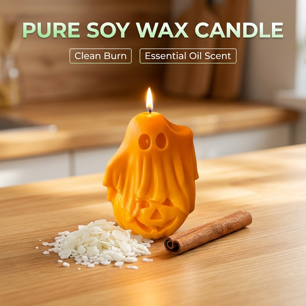 [Copy]Halloween Ghost Shaped Scented Candle, Spooky Handmade Soy Wax Candle for Home Decor Holiday Gift