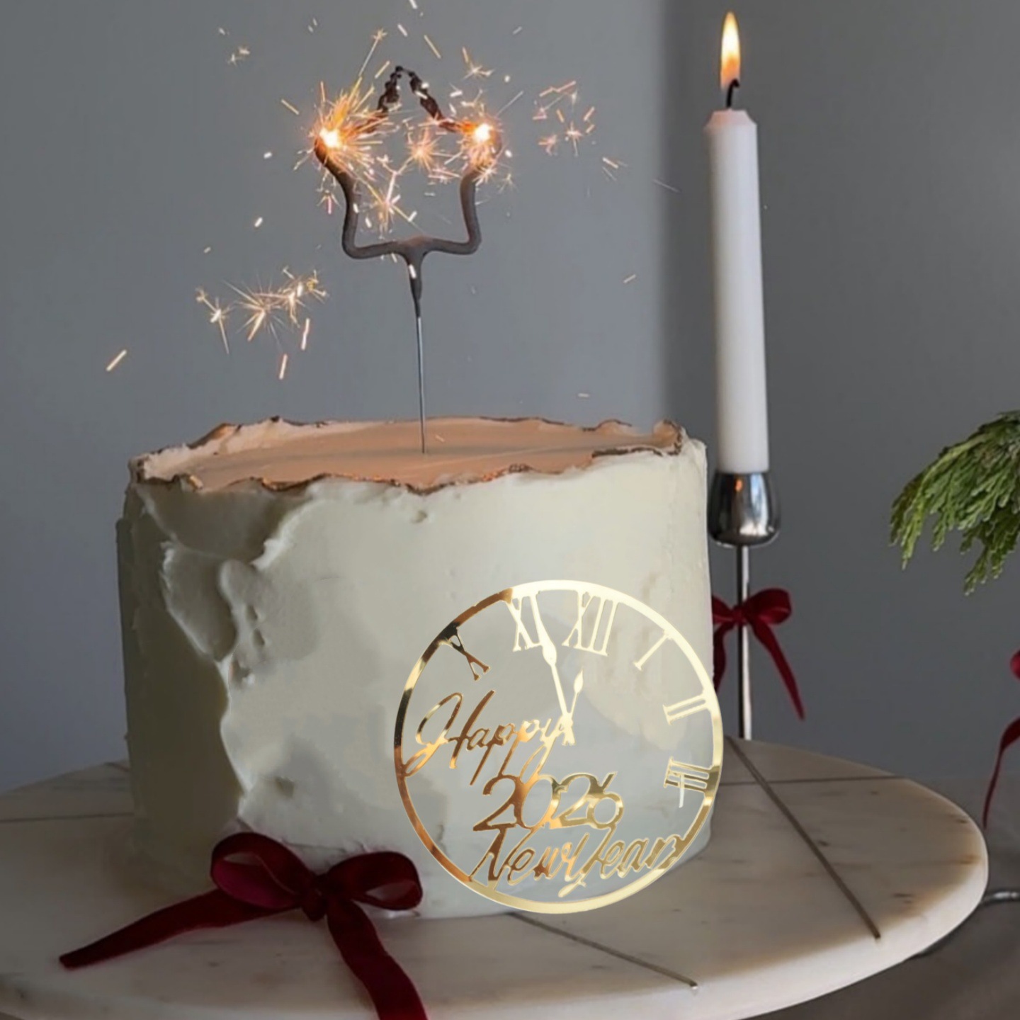 2026 New Year Acrylic Cake Decorations, Happy New Year New Year's Eve Cake Toppers, Party Supplies