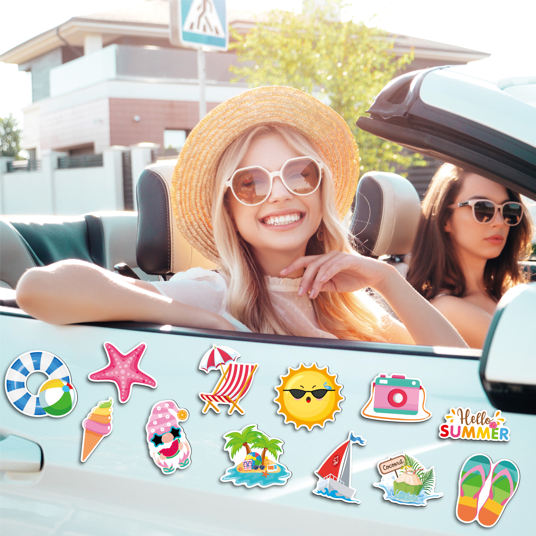 Summer Beach Magnetic Decor Set | Soft Fridge Magnets with Coastal Designs, Vibrant Vacation Theme Stickers for Refrigerator & Metal Surfaces