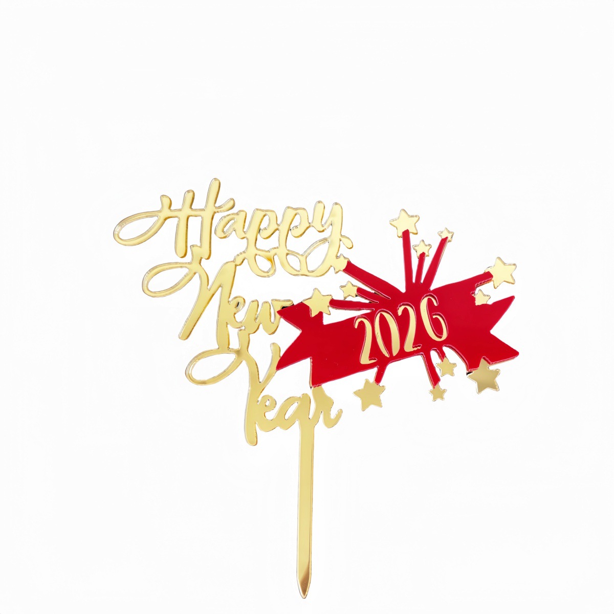 2026 New Year Acrylic Cake Toppers - "Happy New Year" Themed Decorations for New Year Party Cakes