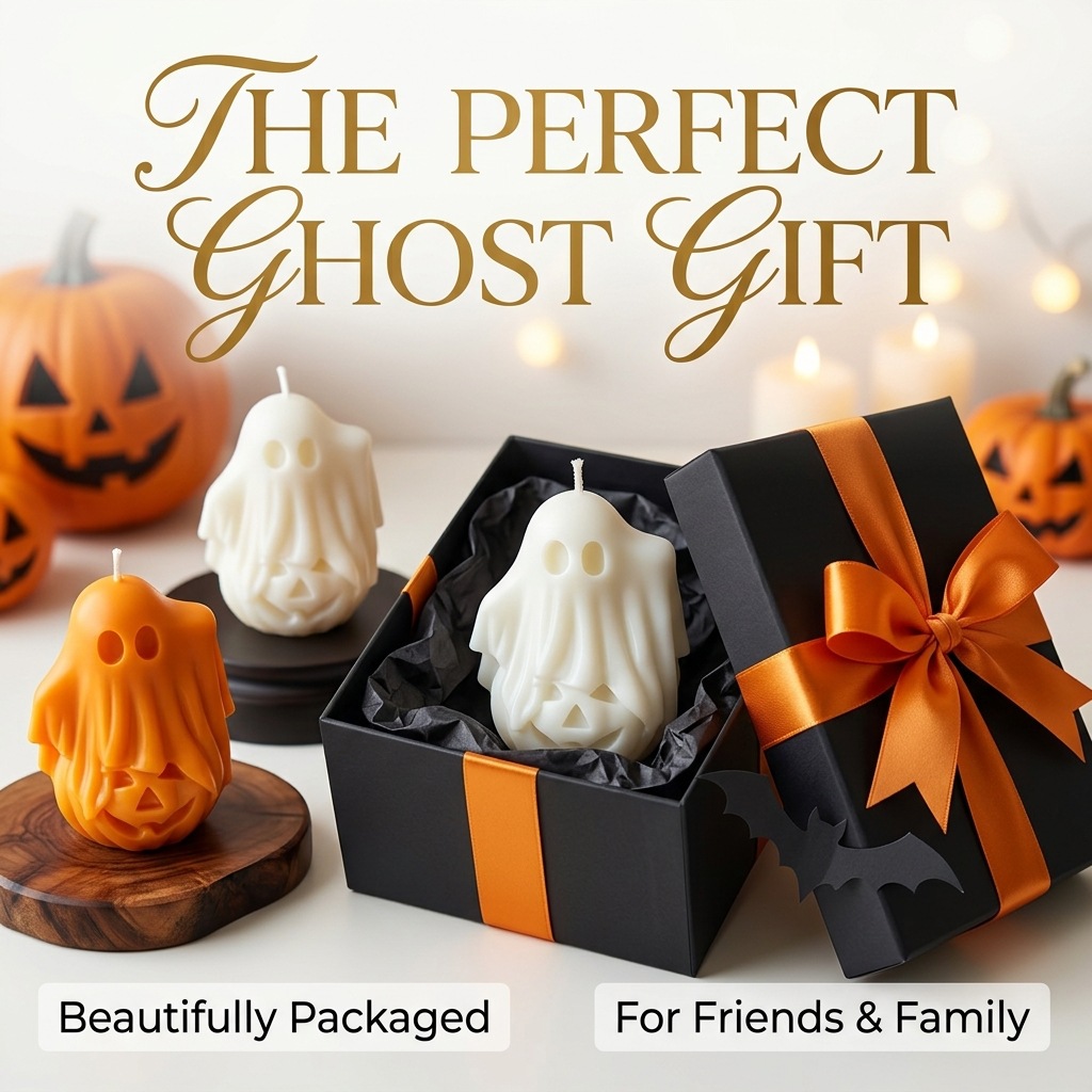 [Copy]Halloween Ghost Shaped Scented Candle, Spooky Handmade Soy Wax Candle for Home Decor Holiday Gift