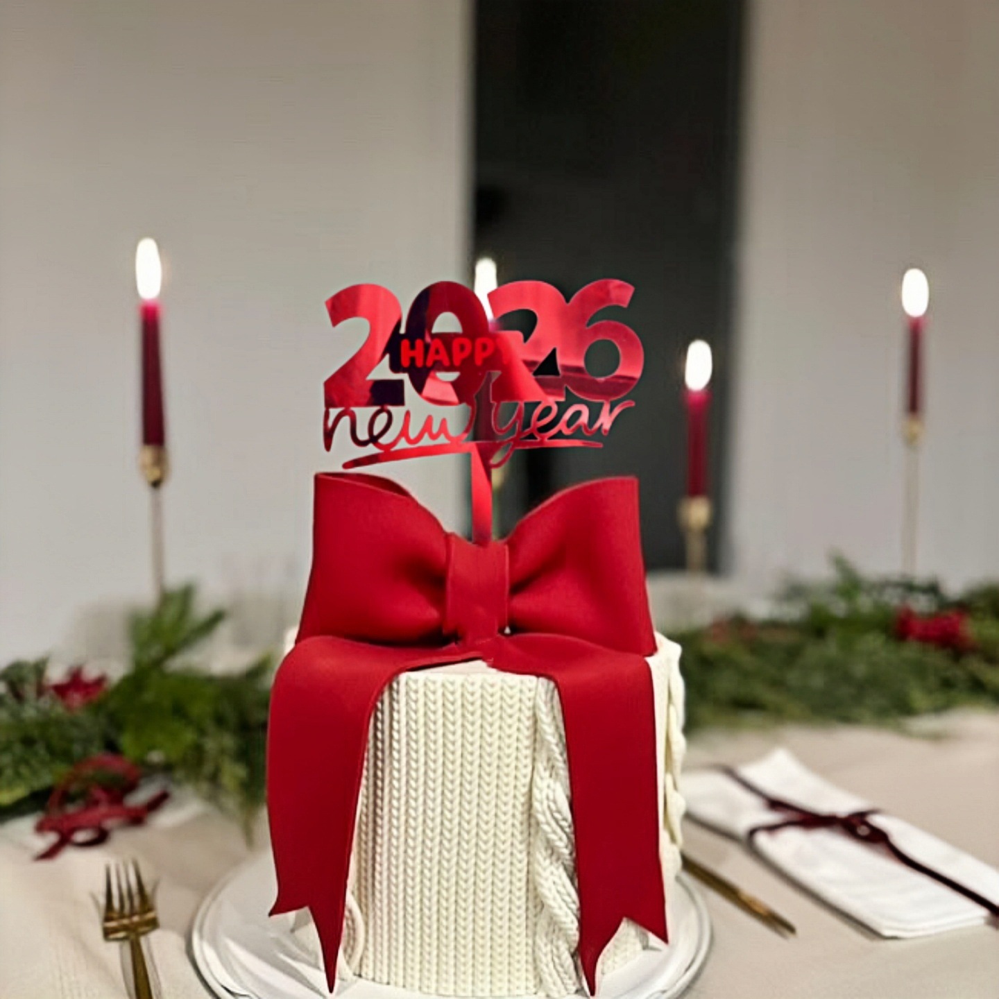 2026 New Year Acrylic Cake Decorations, Happy New Year New Year's Eve Cake Toppers, Party Supplies