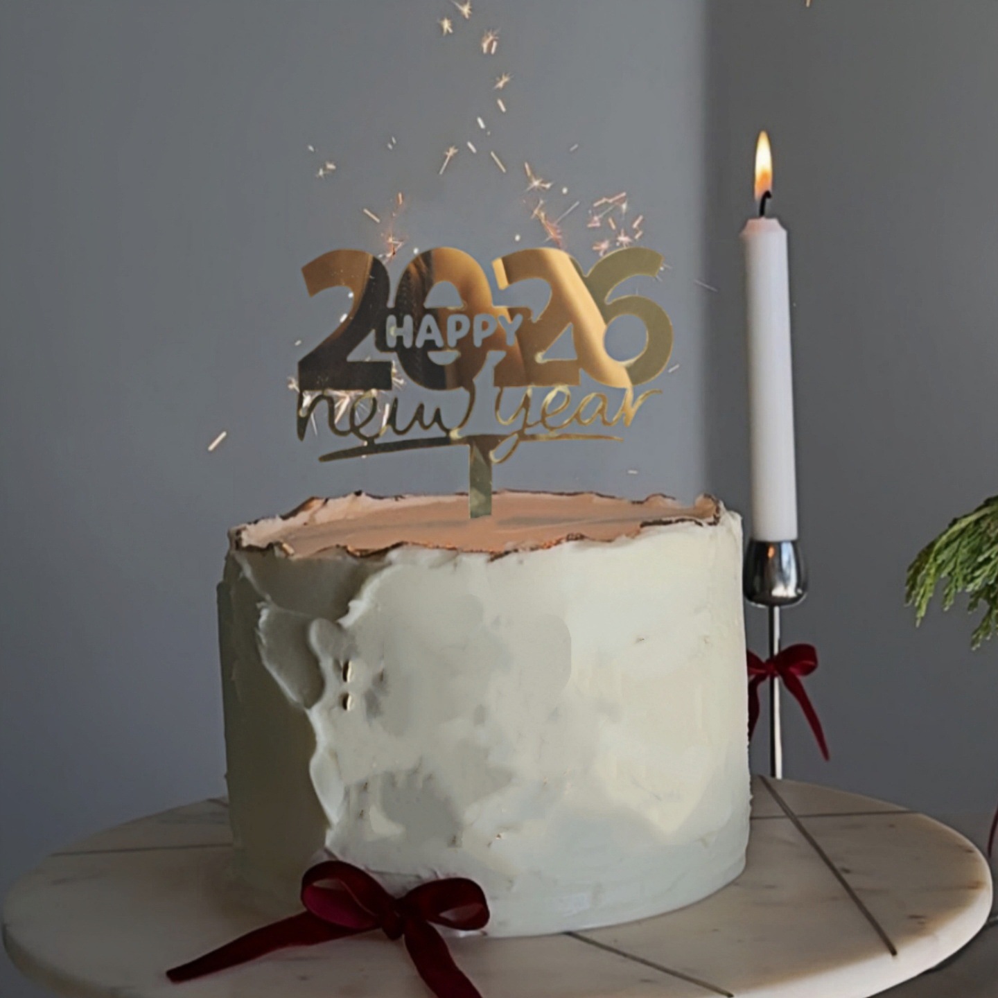 2026 New Year Acrylic Cake Decorations, Happy New Year New Year's Eve Cake Toppers, Party Supplies