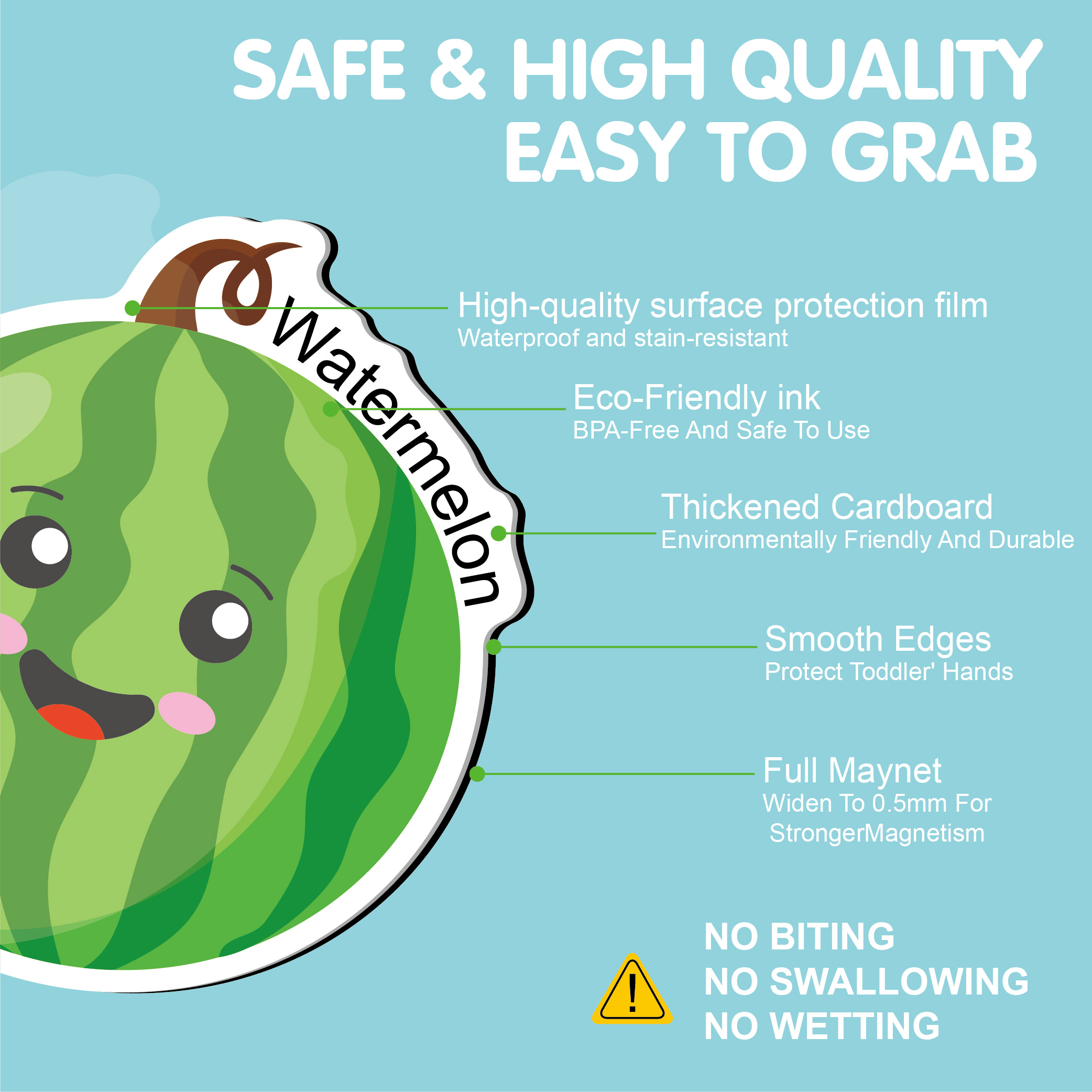 43-Piece Magnetic Fruits and Vegetables Fridge Magnets - Kids Educational Soft Magnetic Toy for Early Learning, Fruit Vegetable Recognition & Preschool Language Development