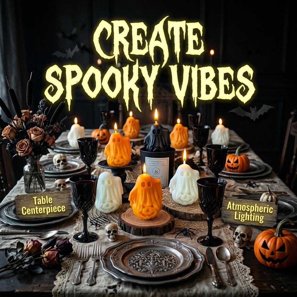 [Copy]Halloween Ghost Shaped Scented Candle, Spooky Handmade Soy Wax Candle for Home Decor Holiday Gift