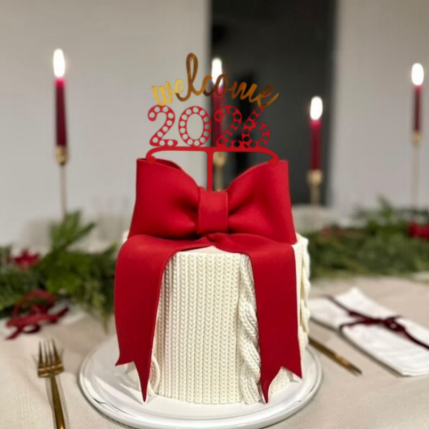 2026 New Year Acrylic Cake Toppers - "Happy New Year" Themed Decorations for New Year Party Cakes