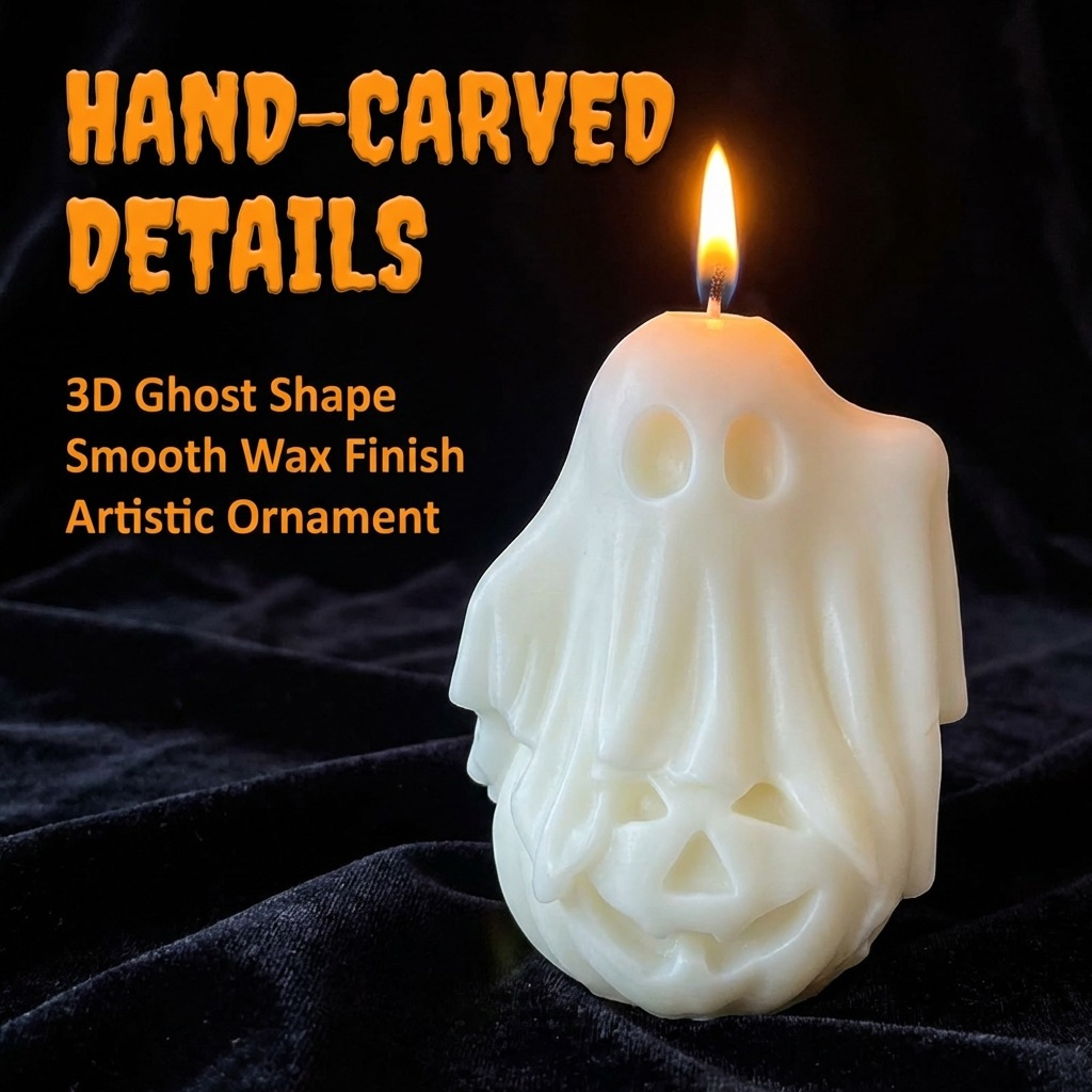[Copy]Halloween Ghost Shaped Scented Candle, Spooky Handmade Soy Wax Candle for Home Decor Holiday Gift
