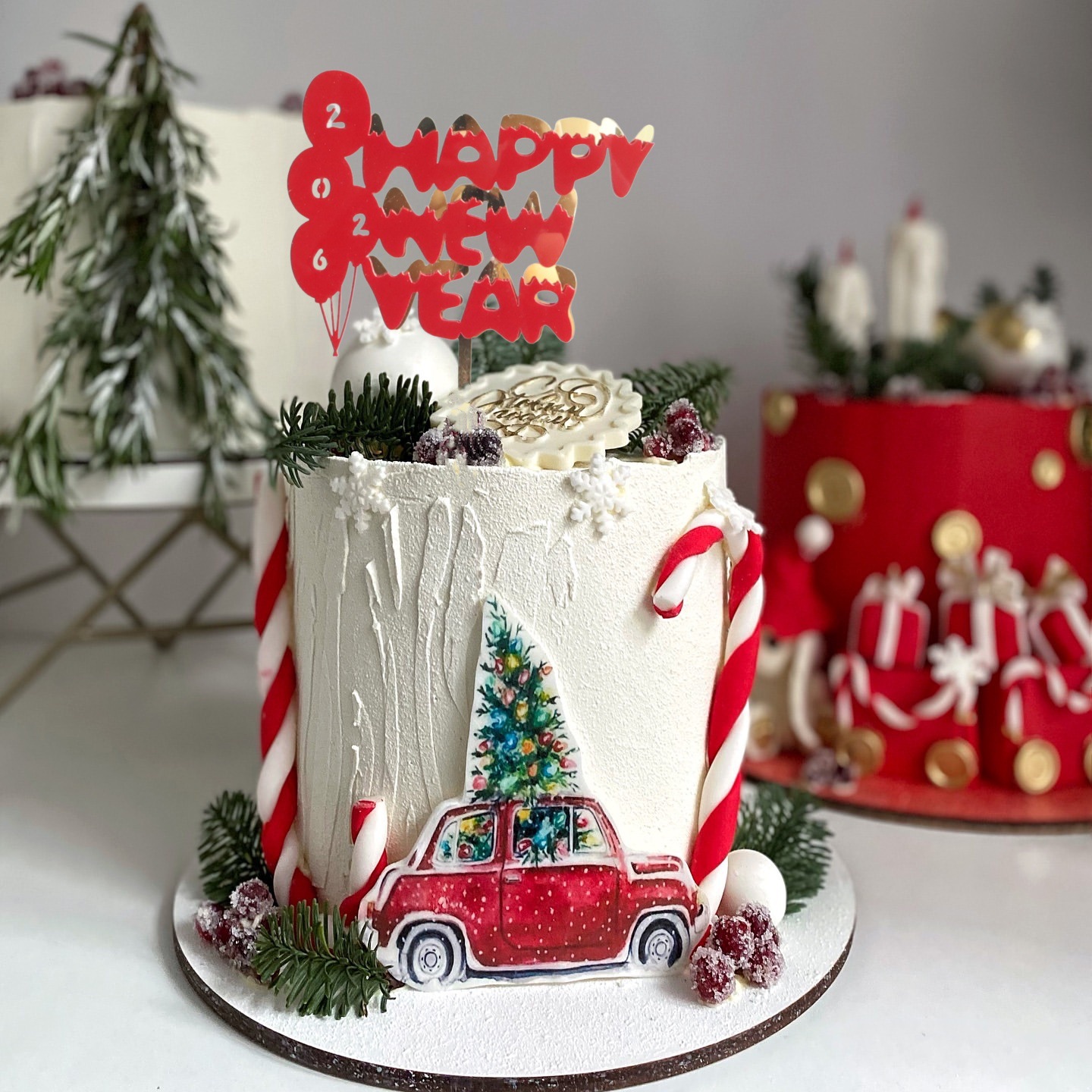 2026 New Year Acrylic Cake Toppers - "Happy New Year" Themed Decorations for New Year Party Cakes