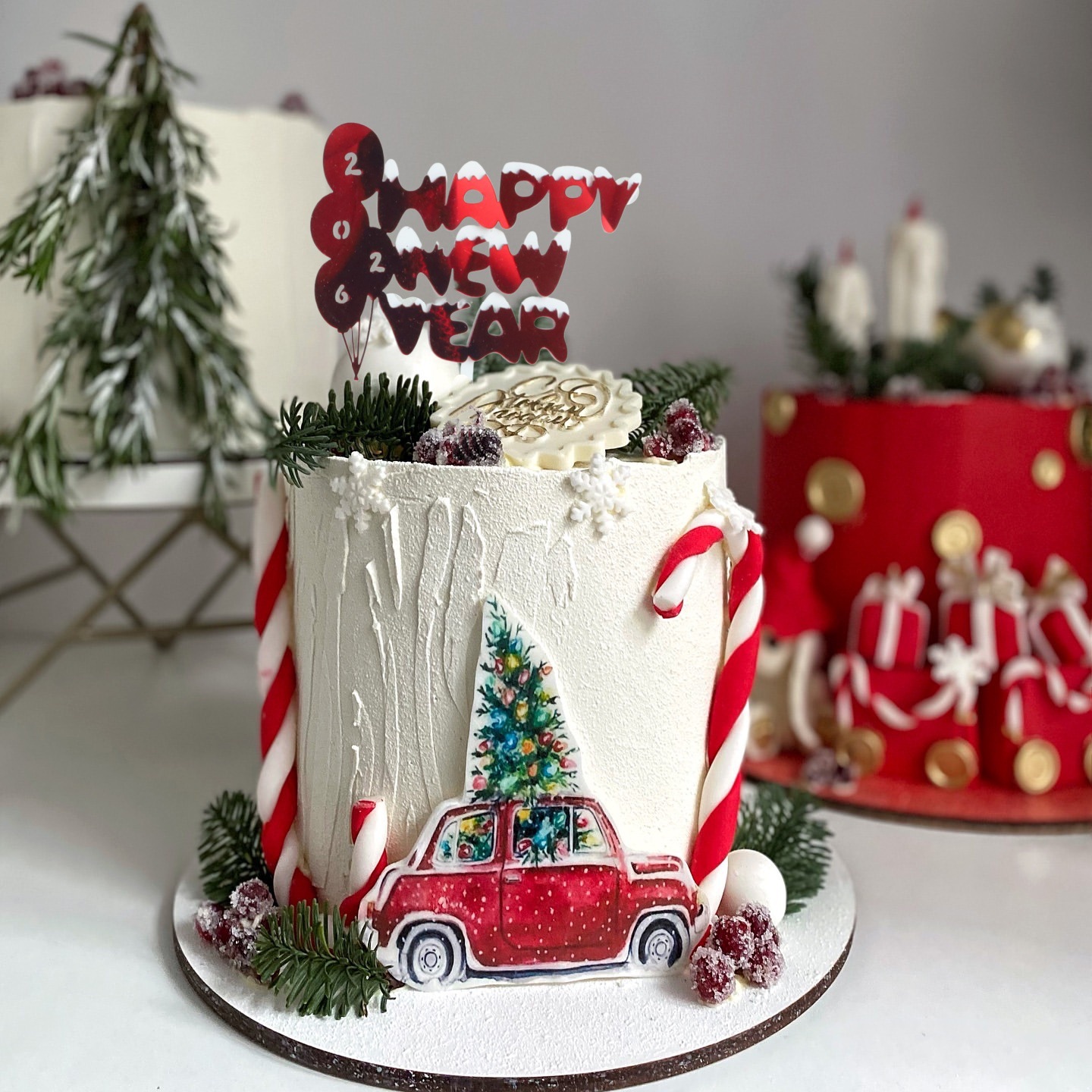 2026 New Year Acrylic Cake Toppers - "Happy New Year" Themed Decorations for New Year Party Cakes