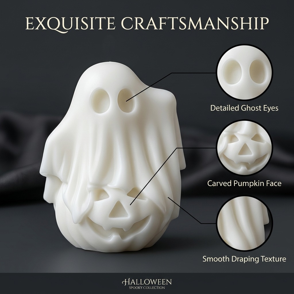 [Copy]Halloween Ghost Shaped Scented Candle, Spooky Handmade Soy Wax Candle for Home Decor Holiday Gift