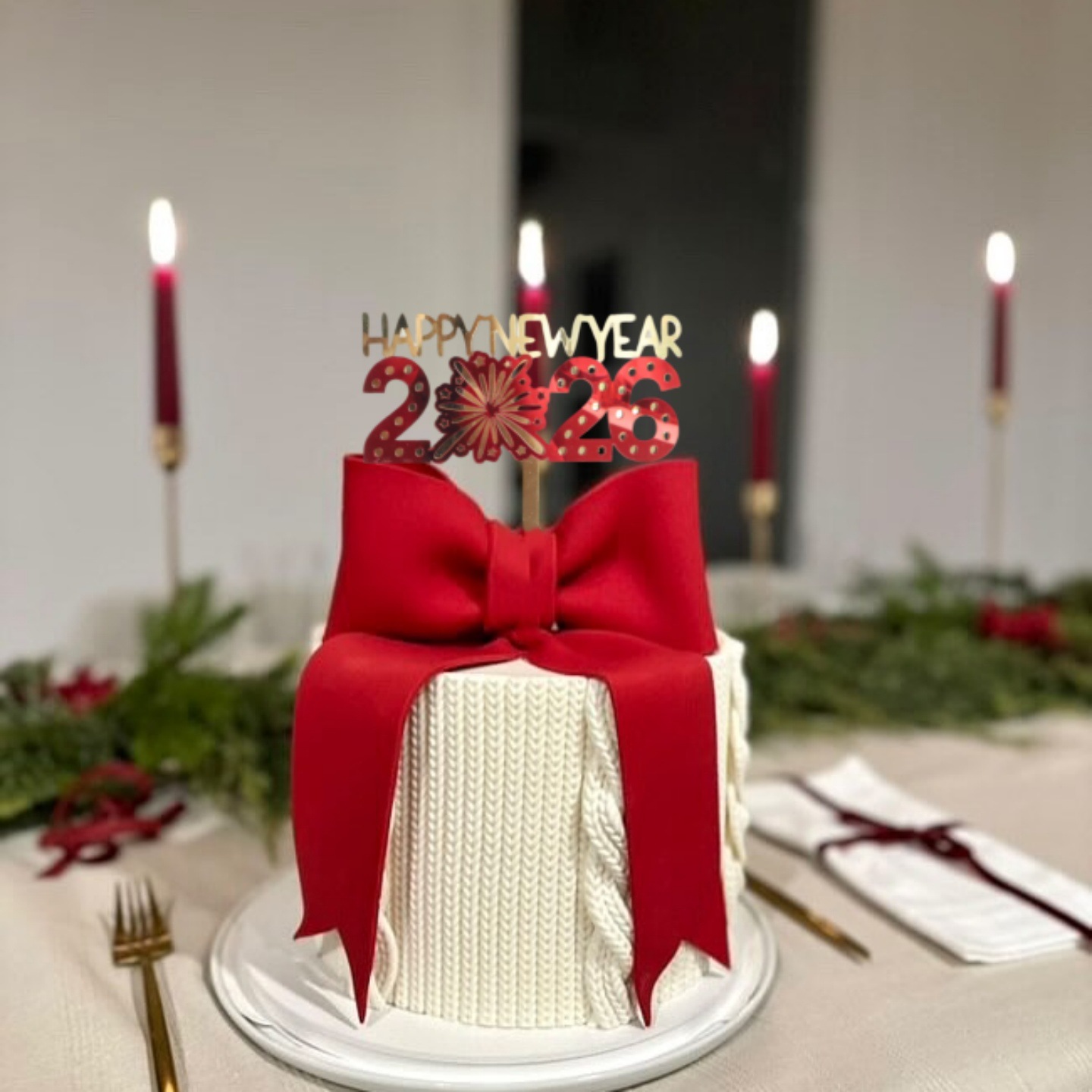 2026 New Year Acrylic Cake Decorations, Happy New Year New Year's Eve Cake Toppers, Party Supplies