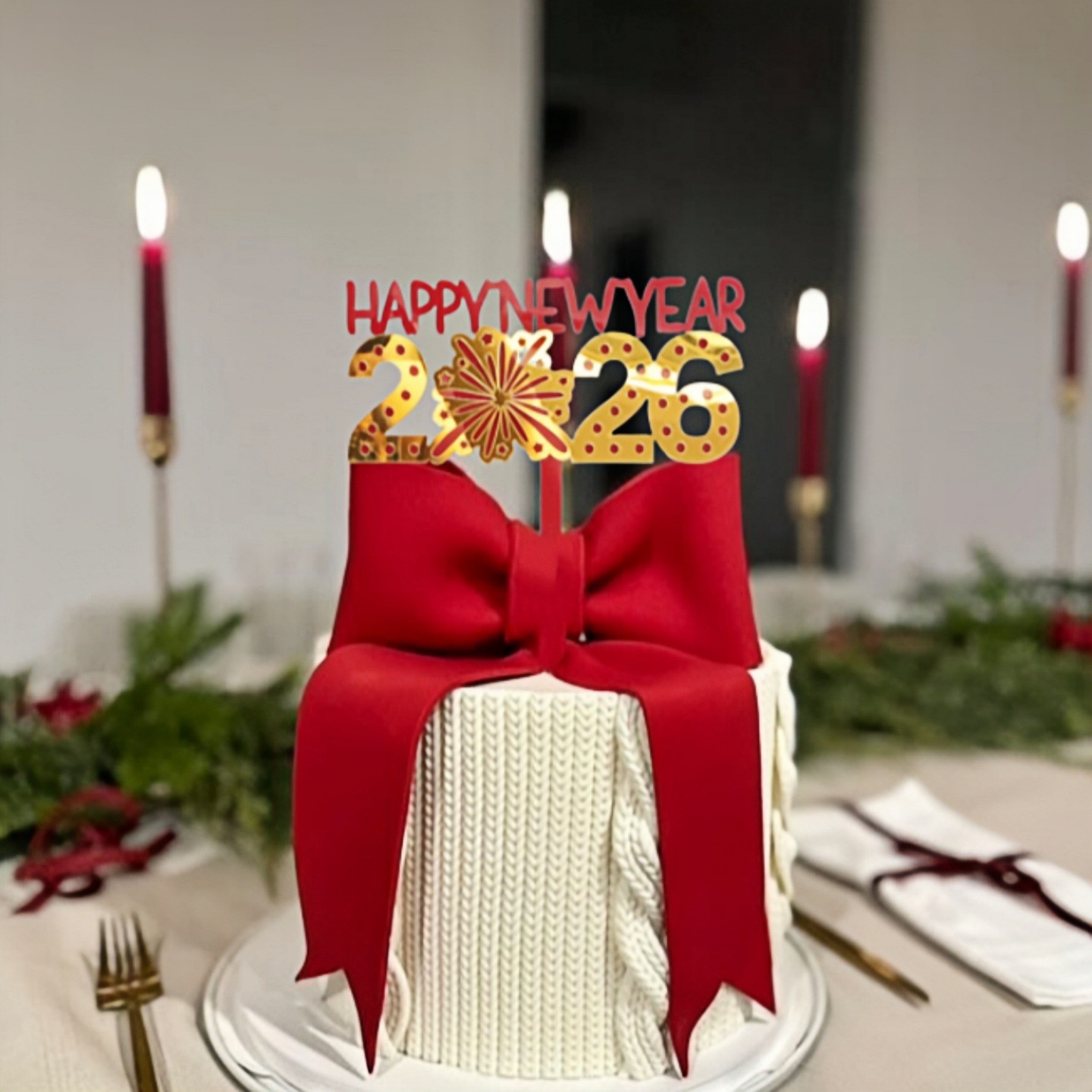 2026 New Year Acrylic Cake Decorations, Happy New Year New Year's Eve Cake Toppers, Party Supplies