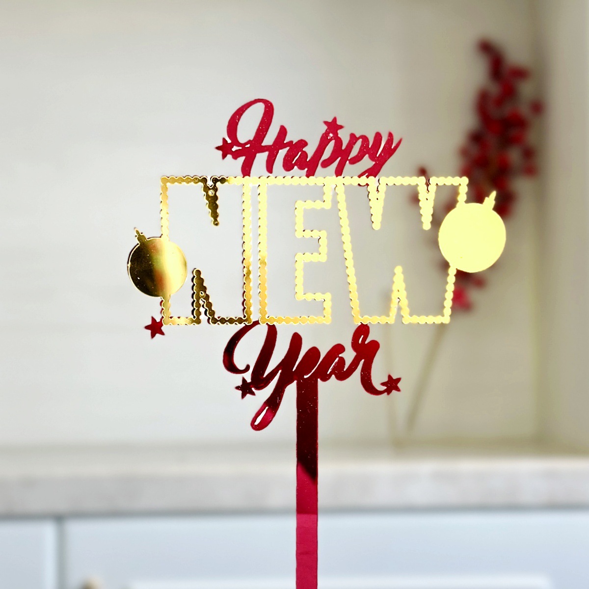 2026 New Year Acrylic Cake Decorations, Happy New Year New Year's Eve Cake Toppers, Party Supplies