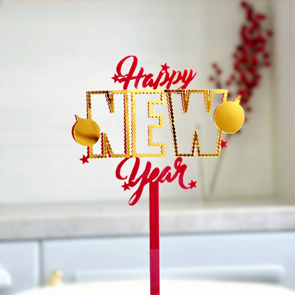 2026 New Year Acrylic Cake Decorations, Happy New Year New Year's Eve Cake Toppers, Party Supplies