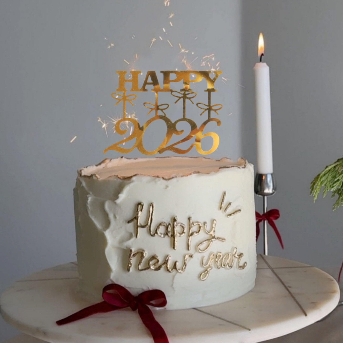2026 New Year Acrylic Cake Decorations, Happy New Year New Year's Eve Cake Toppers, Party Supplies