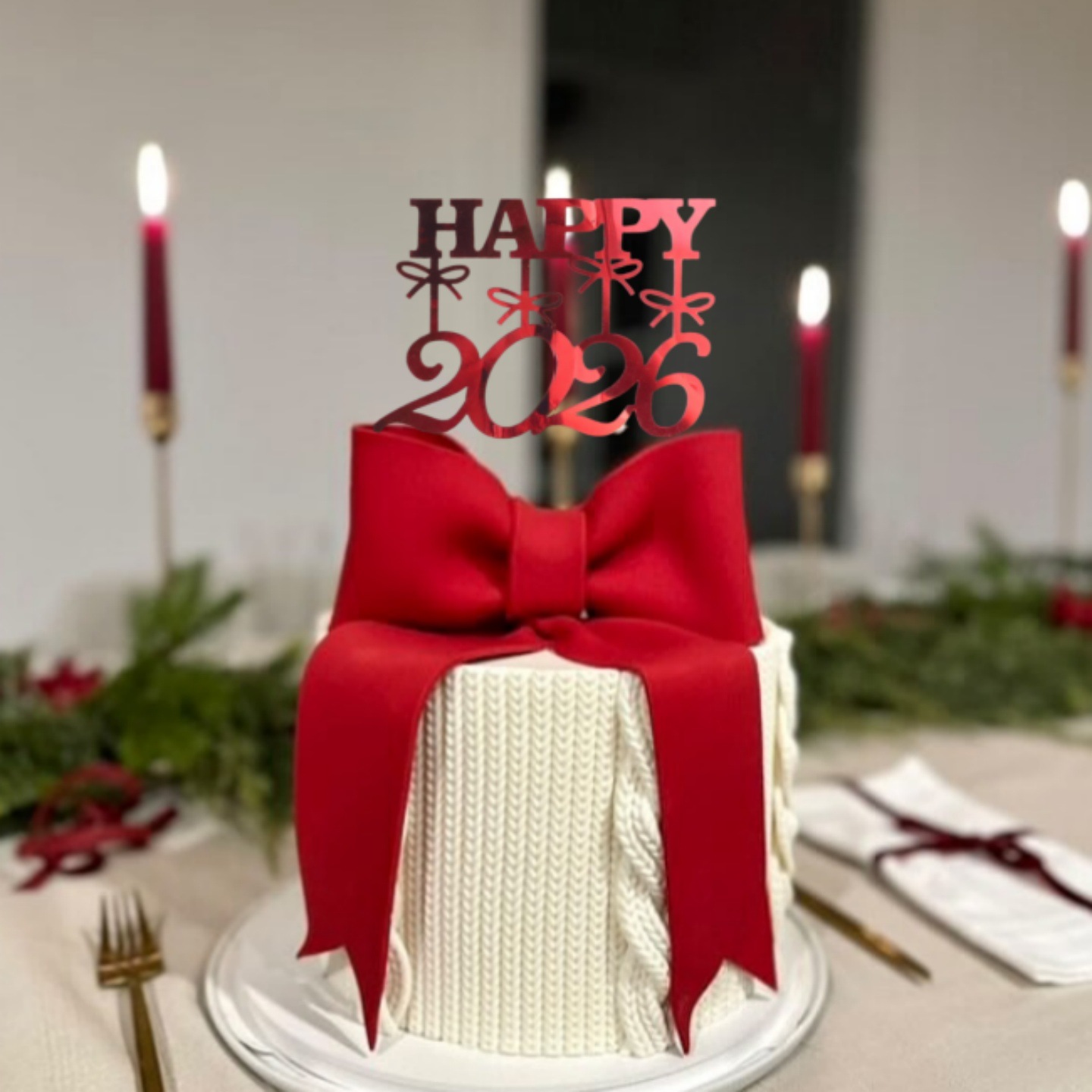 2026 New Year Acrylic Cake Decorations, Happy New Year New Year's Eve Cake Toppers, Party Supplies