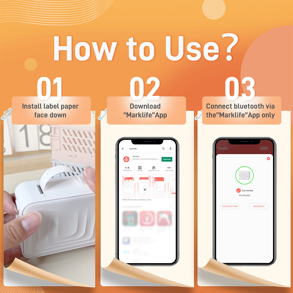 M1 Bluetooth Mini Label Printer with Tape – Portable Thermal Sticker Machine for Organizing, Includes 1 Roll