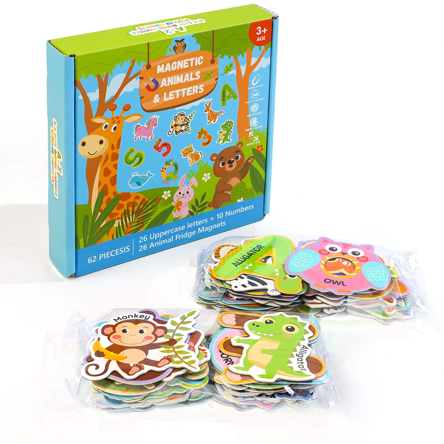 Soft Magnetic Animal & Letter Fridge Magnets - Cute Cartoon Decorative Magnets for Kids Early Learning & Home Kitchen