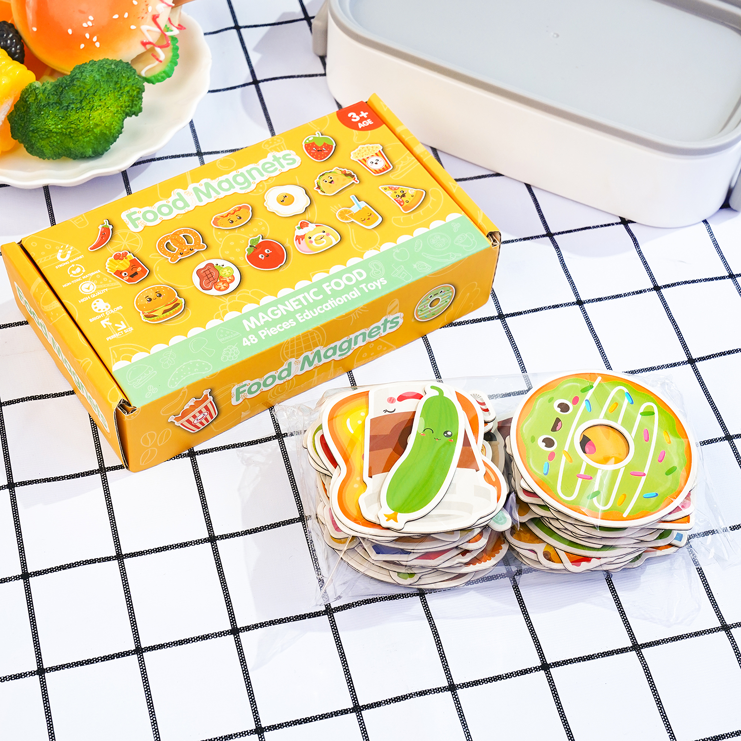 Delicious Food Magnets for Kids | Flexible Fridge Magnets with Global Cuisine Designs, Fun Kitchen Decor & Early Learning Tools