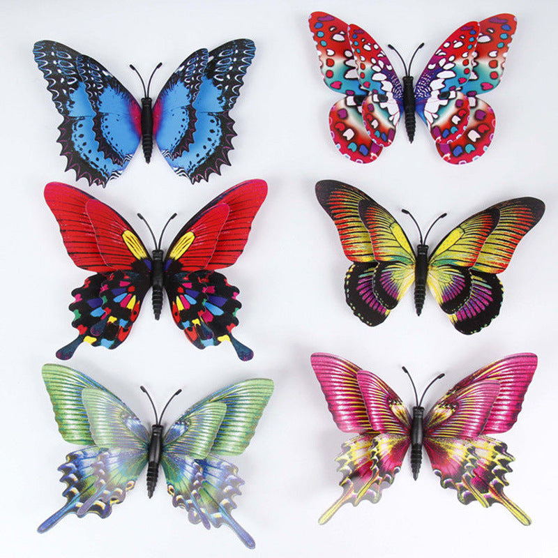 15cm Double-Layer Colorful Magnetic Butterflies - 3D Realistic Fridge Magnets for Home & Garden Decor