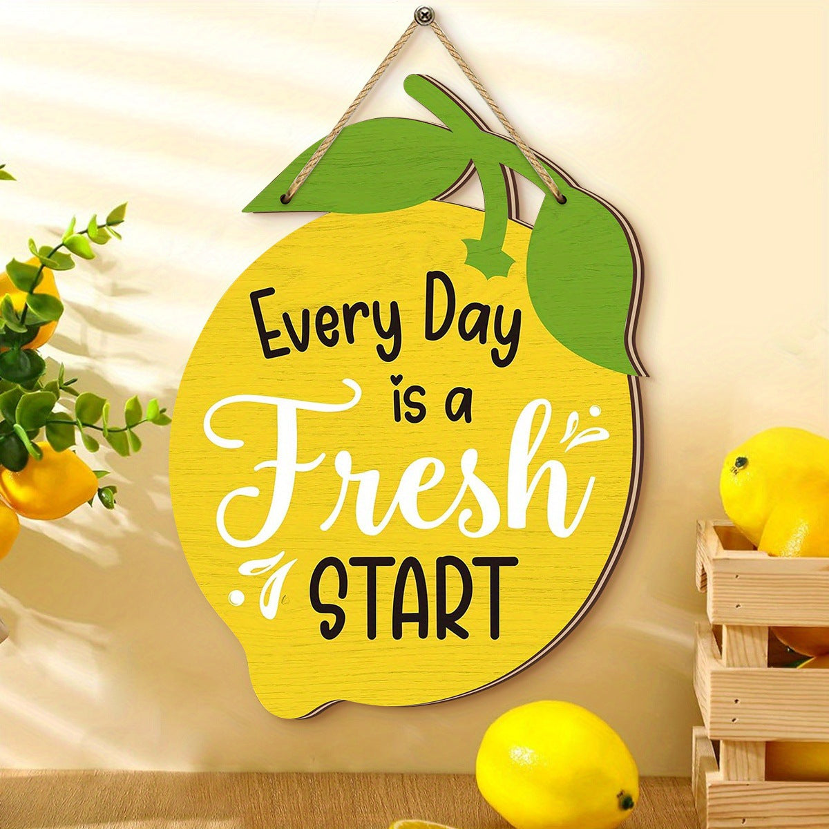 All-Season Lemon Home Decor, Summer-Themed Wooden Wall Art with Inspiring Messages, Bright Citrus Color Palette for Living Spaces, Year-Round Happiness Wall Signs