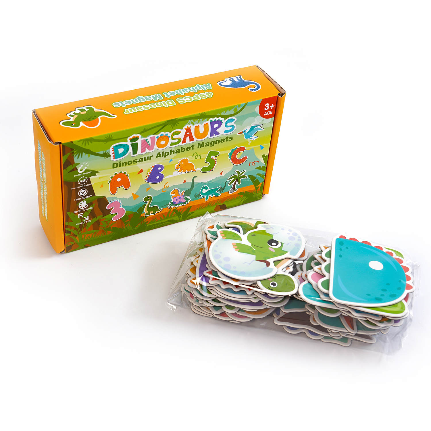 Dino ABC Magnetic Letters | Dinosaur-Themed Alphabet Magnets for Fridge & Whiteboard, Early Learning Toys for Preschool & Kindergarten