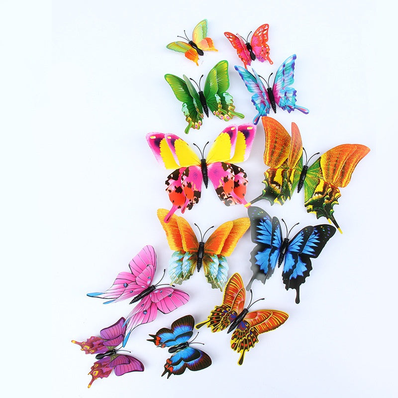 12-Piece Swallowtail Butterfly Set - Double-Layer Magnetic PVC Wall Decals (Waterproof & Removable) for Living Room Decor