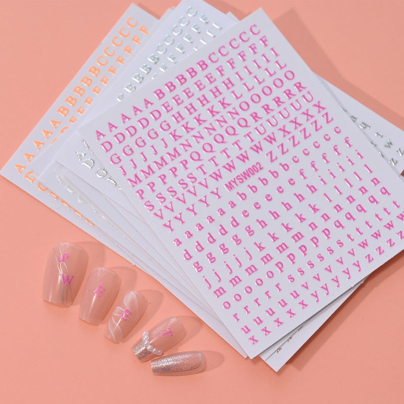 12-Color Fluorescent Nail Letter Stickers Set - Complete A-Z Alphabet (Upper & Lower Case) for School Nail Art Classes & Office Creativity