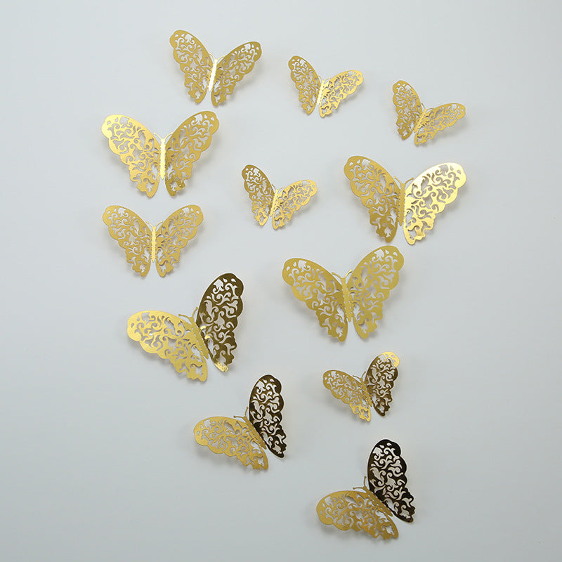 3D Gold Butterfly Wall Decals - Elegant Metallic Home Decor for Living Room & DIY Interior Design (Realistic Dimensional Stickers)