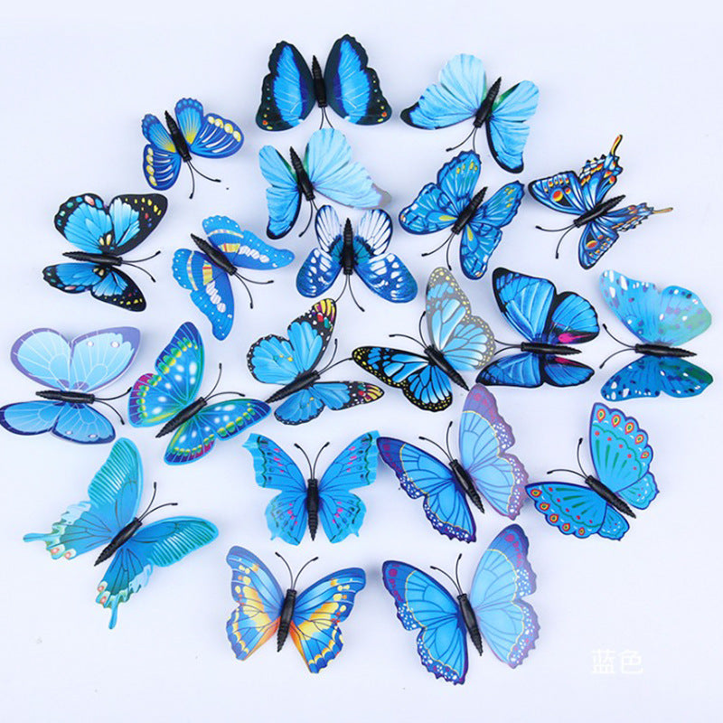 Single-Layer Realistic Butterfly Wall Decor (4.5-12cm) - Magnetic Fridge Stickers for Creative Home & Garden Decoration (Assorted Colors)