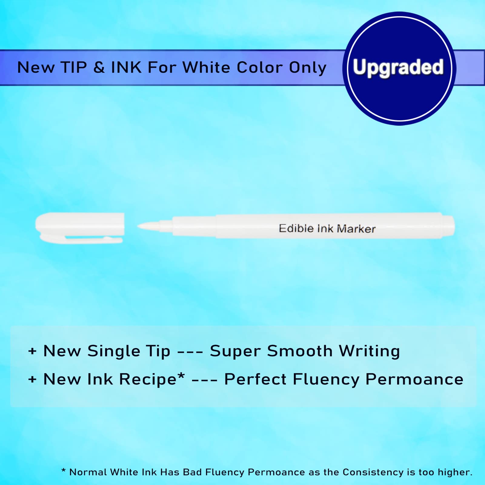 3pcs White Edible Markers for Cake Decorating - Food Grade Ink Pens with Upgraded Smooth Tip, Perfect for Cookies, Fondant, Frosting & Baking Supplies by Edible Ink