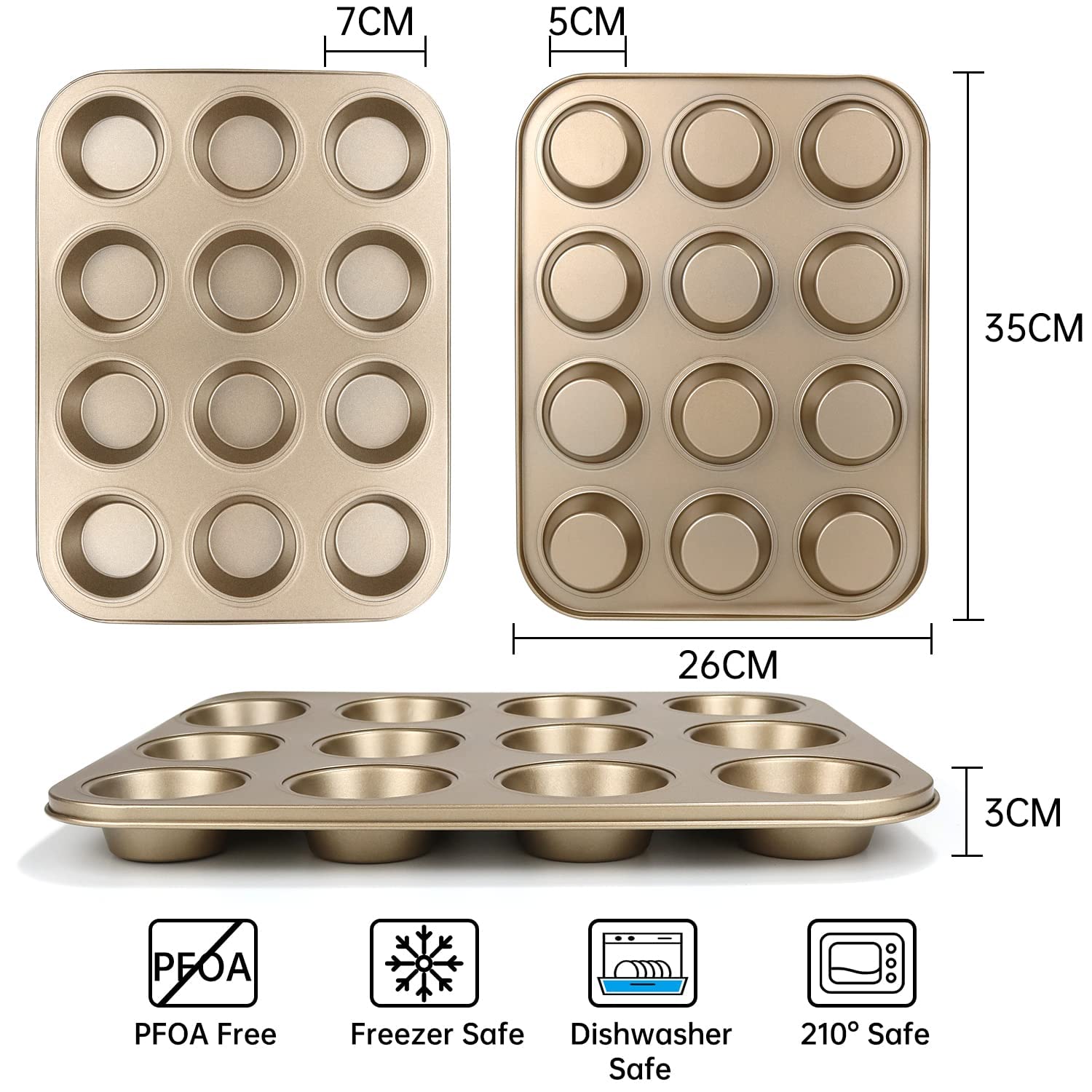 Professional Carbon Steel Cupcake & Muffin Pan - Non-Stick Baking Tray for Repostería, Puddings & Oven Baking