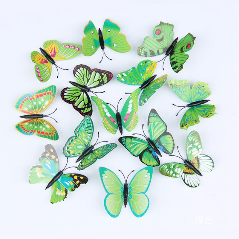 Single-Layer Realistic Butterfly Wall Decor (4.5-12cm) - Magnetic Fridge Stickers for Creative Home & Garden Decoration (Assorted Colors)