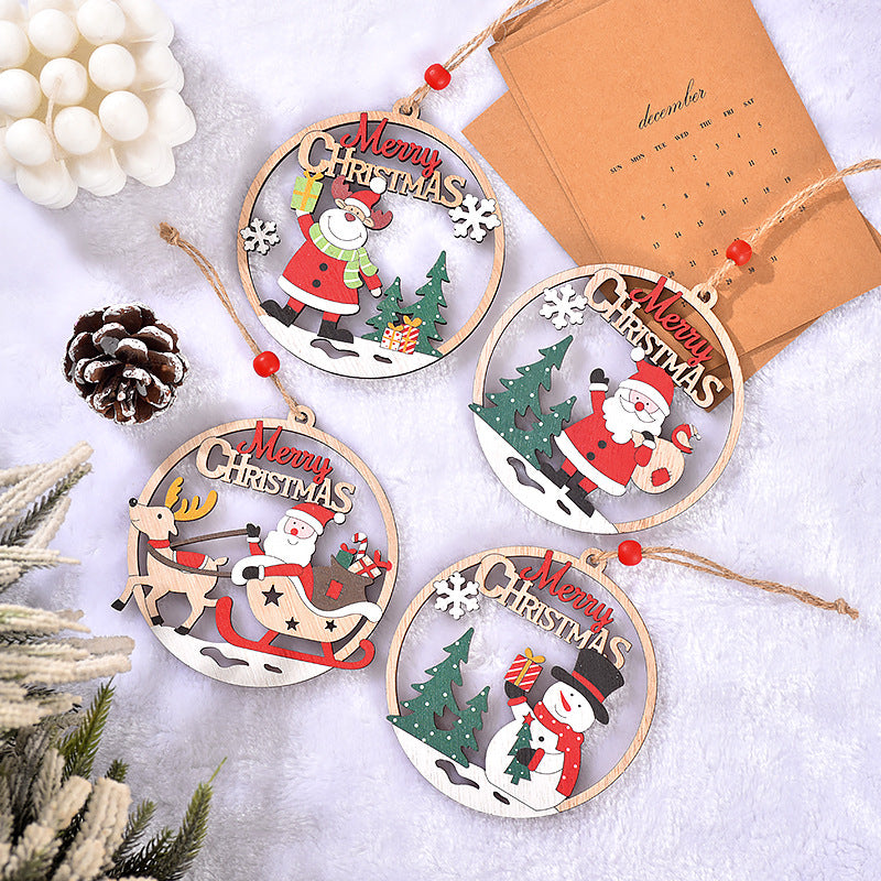 Christmas Character Family Ornament Set, Storytelling Wood Decor with Santa Snowman Gingerbread, Vintage Holiday Figure Collection for Narrative Tree Displays, Animated Style Festive Ornaments