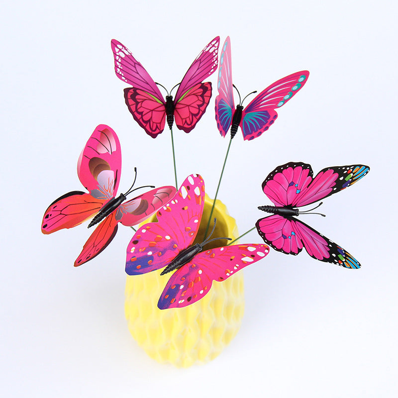 10CM Stem Butterfly Decor - Colorful PVC Realistic Floral Accents for Vase Arrangements & Garden Art (Handcrafted Simulation Butterflies)