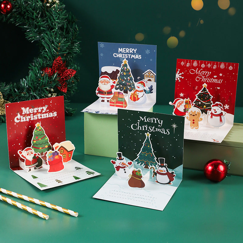 3D Pop-Up Christmas Greeting Card with Tree Design, Bulk Customizable for Corporate Gifts, Thanksgiving