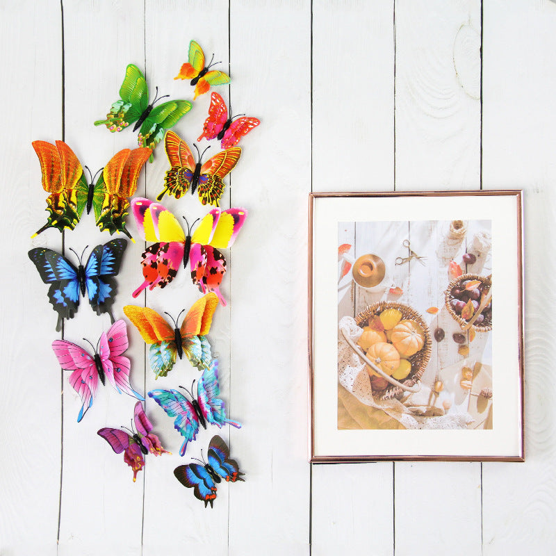 12-Piece Swallowtail Butterfly Set - Double-Layer Magnetic PVC Wall Decals (Waterproof & Removable) for Living Room Decor